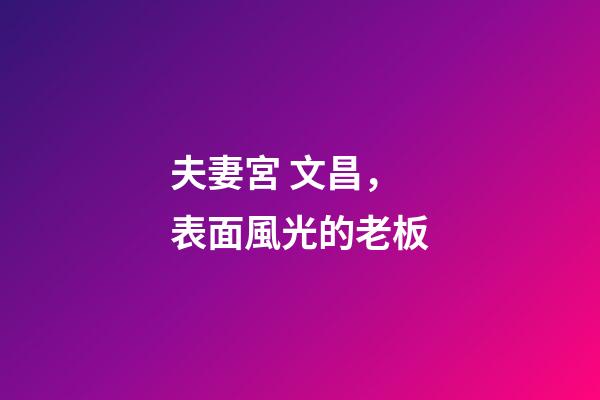 夫妻宮 文昌，表面風光的老板-第1張-觀點-玄機派